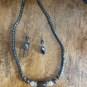 Sleek Black and Silver Necklace with Modern Beads